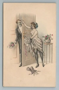 Vienna Art Man Woman Dress Stockings H & L Nr 1297 Postcard - Picture 1 of 2
