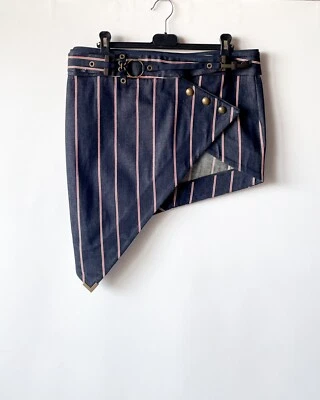 Anthony Vaccarello S/S 2015 Runway Denim Mini Skirt – Asymmetric Cut - Size 38 - Image 1 of 4