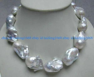 Neue Riesige 15x20mm Natürliche Weiß Keshi Barock Perle Schmuck Halskette 18" - Bild 1 von 12