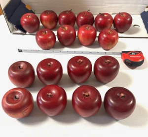 Vintage 8 Faux Wooden Apples & 10 Faux Foam Apples - Picture 1 of 20