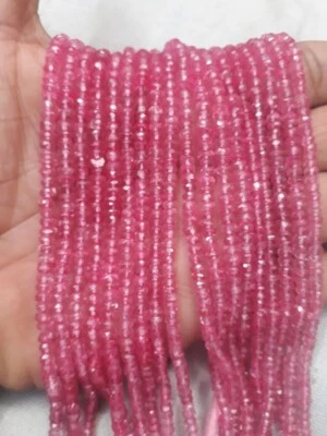 Cuentas facetadas de topacio rosa natural 13" hilo fabricación de joyas cuentas sueltas de 3-4 mm Foto 1 de 3