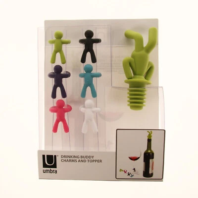 Umbra Drinking Buddy Dijes Topper $16.50 CAD Marcadores de copa de vino Tapón de botella  Foto 1 de 2