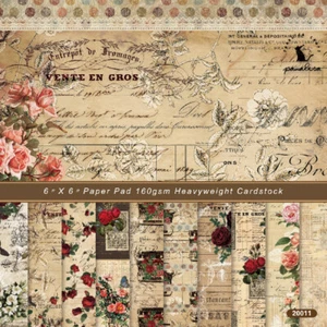 12Pcs 6'' Vintage Floral Paper Pad Scrapbooking Album Card Journal Album DIY - Picture 1 of 5