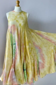 RHODE RESORT pastel tie dye flare dress Indian cotton arty boho S 10 12 - Picture 1 of 7