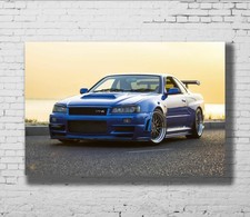 W386 Art Nissan Skyline R34 GT-R GTR Muscle Car LW-Canvas Poster - 21 24x36in