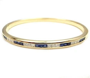 Rare! Craig Drake 18k Yellow Gold Diamond Sapphire Bangle Bracelet - Picture 1 of 9