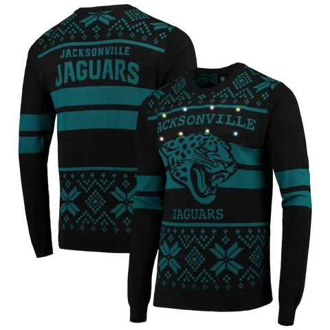 NFL Licensed Men's Jacksonville Jaguars Black/Teal Light Up Ugly Sweater Cover