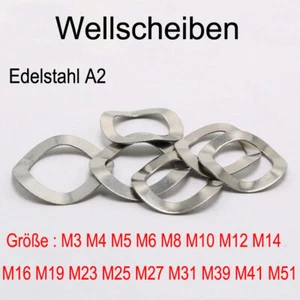 Federscheiben Wellscheiben Unterlegscheiben Federstahl Form B Gewellt Edelstahl - Picture 1 of 9