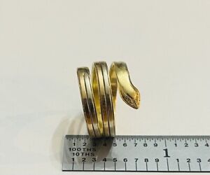 Estate Solid 18k Tri Color Gold Coiled Snake Italian Wrap Ring