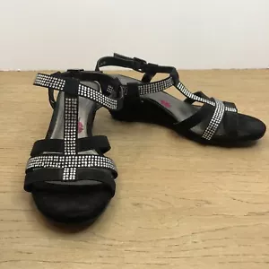 Ros Hommerson Whitney Slingback Wedge Sandal Black Shoes 4.5M - Picture 1 of 10