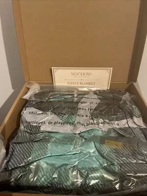 SOCHOW Sherpa Fleece Throw Blanket, Fuzzy Warm Super Soft Blue Green 60x80 - Image 1 of 3