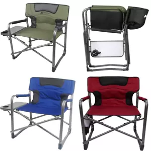 Folding Padded Director Chair XXL W/ Side Table, 600 Lb Capacity Outdoor Camping - Picture 1 of 14