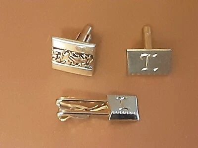 Hickok "L" Monogram Last Name Letter Cuff Links & Tie Clip mismatch - Image 1 of 4