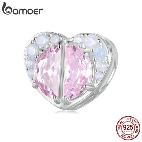 VALENTINO Ciondolo donna Bamoer argento sterling 925 rosa coppia cuori misura bracciali