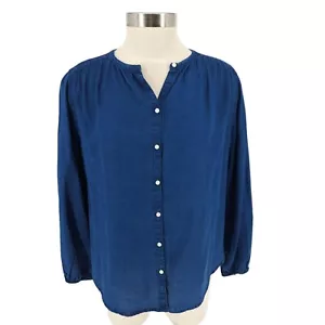 Old Navy Shirt Blue Chambray Denim Long Sleeve Button Peasant Top NWT Womens XS - Picture 1 of 7