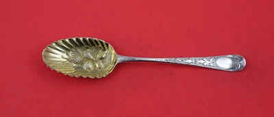 English Georgian Sterling Silver Berry Spoon  GW hand chased fruit 1779  8 1/4" - Изображение 1 из 2
