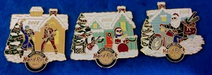 PROTOTIPO NAVIDAD SANTA BIKE ELVES SERIE NAVIDAD 2008 Hard Rock Café LOTE DE 3 PINES - Imagen 1 de 1