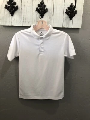 Chaps Boy’s M 10/12 School Uniform Polo Short Sleeve Shirt White - Image 1 of 4