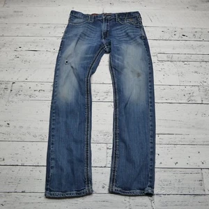 Harley Davidson Jeans Size 34x32 Blue Denim Straight Skinny Fit Embroidered Logo - Picture 1 of 10