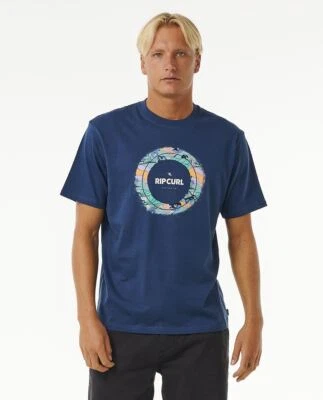 Rip Curl T-shirt SS en coton pour hommes ~ Fill Me Up bleu marine - Imagen 1 de 3