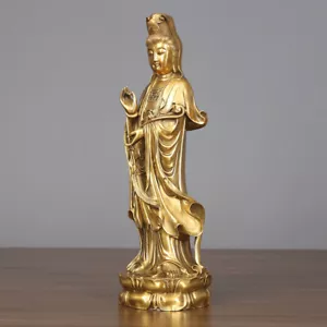 Adornos Guanyin de latón artesanías Guanyin Bodhisattva Buda estatua bronce - Imagen 1 de 15