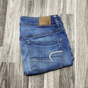 AMERICAN EAGLE Super Stretch Low Rise Blue Denim Jean Shorts Women's Size 2 R - Picture 1 of 9