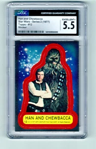 HAN AND CHEWBACCA STAR WARS SERIES 2 1977 TRADING CARD #12 CGC GRADED 5.5 STICKE - Picture 1 of 2