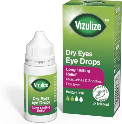 Vizulize Dry Eyes Eye Drops 10ml - Long Lasting Relief-Moisturizes & Soothes