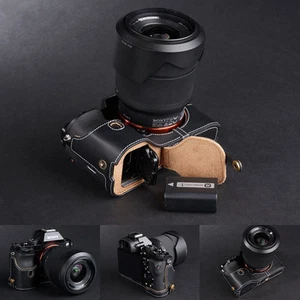 Echt Echt Leder Halb Kameratasche Tasche Hülle für Sony A7 A7R A7S Boden offen - Bild 1 von 9