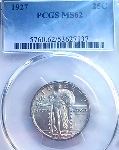 1927 P STANDING LIBERTY QUARTER PCGS MS 62 BEAUTIFUL PIECE - Picture 1 of 5