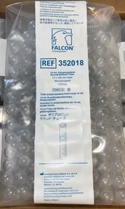 FALCON 14 mL Round Bottom PP Test Tubes Graduated No Cap 352018 (1000/cs).   BC - Picture 1 of 4