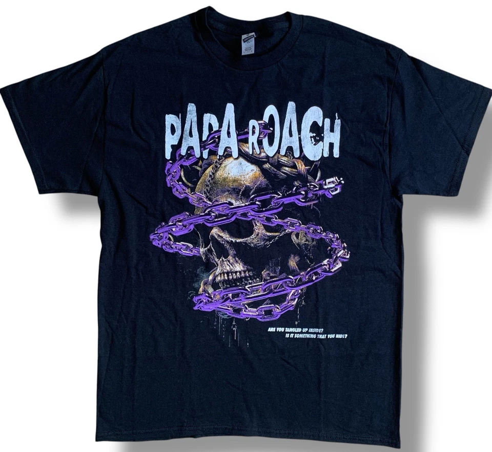 Papa Roach Rock Nu Metal T-Shirt Sz Large Double Sided Band Tee Black S/S - Image 1 of 4