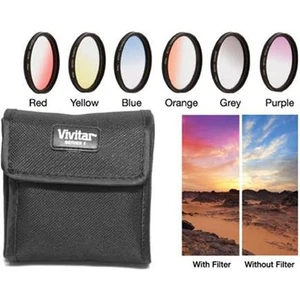 Vivitar 77mm Graduated Color Multicoated 6 Piece Filter Set with Fold Up Filter - Picture 1 of 5