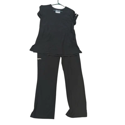 Skechers Barco Uniforms Black V Neck Scrub Top Pants Set Women Size L - Image 1 of 4