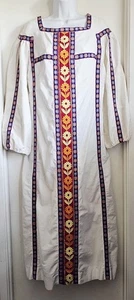 Maxi Vestido Vintage Años 70 Boho Hippie Bordado Campesino Folk Festival Pradera  - Imagen 1 de 19