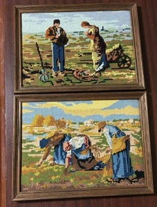 Jean-François Millet frames needlepoint tapestries vintage - Picture 1 of 10