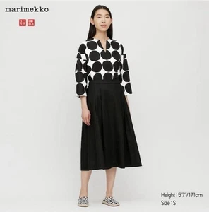 Marimekko X Uniqlo schwarz Baumwolle Leinenmischung A-Linie Midirock Größe Medium M - Bild 1 von 2