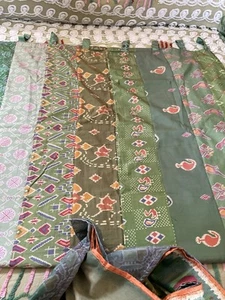 Handmade Multicolor Silk Curtain Drape 2 Panels Approx 44” By 78” - Picture 1 of 6