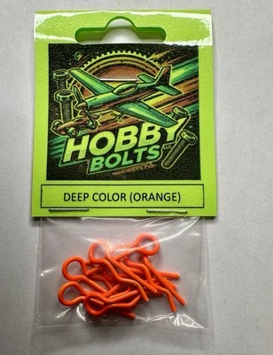 RC Car Body Clips (ORANGE) Bent R Qty:8pcs 1/10 Scale Pin Hobby Bolts Deep Color - Image 1 of 4