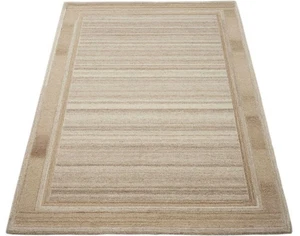 Hand-Tufted Wool Rug Beige  | Modern Living Room Carpet | 8x10 9x12 ft - Picture 1 of 4