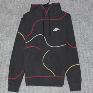 Nike Men's Black White Red Gold Graphic Stitch Hoodie Sweatshirt Size M Rare - Picture 1 of 6
