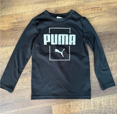 Черная активная спортивная впитывающая рубашка с длинным рукавом PUMA для мальчиков легкий размер XS - Изображение 1 из 3