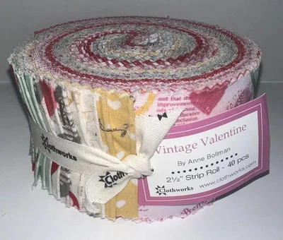 Clothworks Jelly Roll - Vintage Valentine - Precut Cotton Quilting Fabric - Image 1 of 2