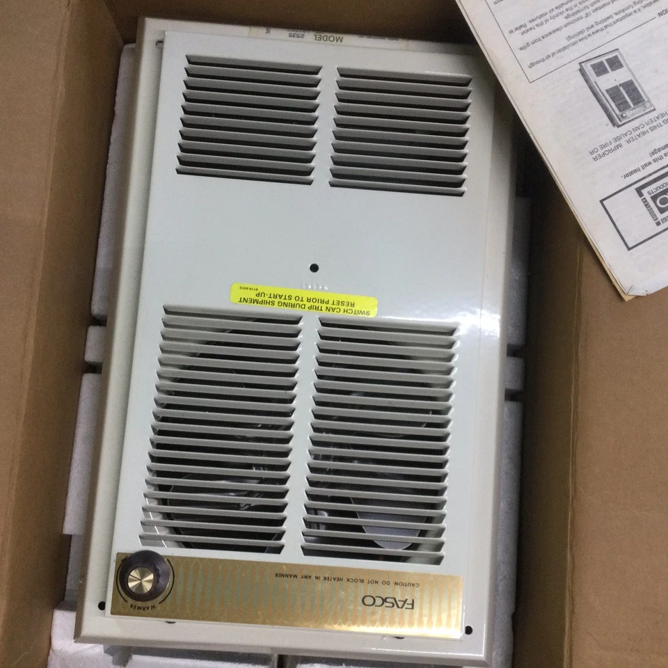 Fasco Forced Air Wall Heater 14”x9” Vintage 1500W Never Installed - Image 1 of 3