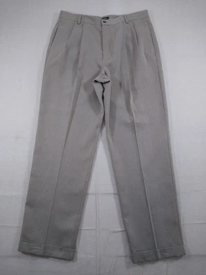 Pantalones Dockers Khakis Para Hombre 36x32 Espiga Micro Patrón Plisado Puños Clásicos Foto 1 de 4