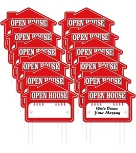 Open House Signs with Stakes 16'' x 12'' - 12 SIGNS Real Estate  - Picture 1 of 1