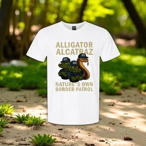 Alligator Alcatraz Ice Natures Own Border Patrol Unisex T-Shirt Printed Cotton S - Picture 1 of 15
