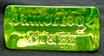 BOYD GLASS Cambridge Glass Yellow Vaseline NCC Dealer Display Sign Prism Plaque #2 Boyd