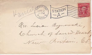 POSTGESCHICHTE - 1905 BRIEF VON HRTFORD CT NACH NEW BRITAIN CT FLAGGENSTEMPEL STA A - Bild 1 von 2