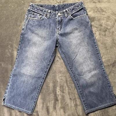 Jeans jeans feminino BKE Buckle Wendi Capri tamanho 27 desgastado azul médio lavagem - Imagem 1 de 4